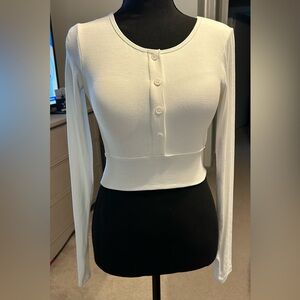 White Long Sleeve Crop Top